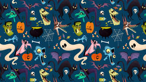 Tegneserie Halloween-svevende hoder bakgrunnsbilde