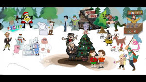 Tegneserie-julekollasj-bakgrunnsbilde — Julekollasj Bakgrunner