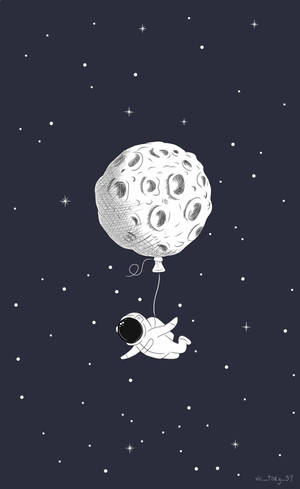 Tegneserieastronaut og en måneballong — Lenovo ThinkTab X11 Gen 1 Bakgrunner
