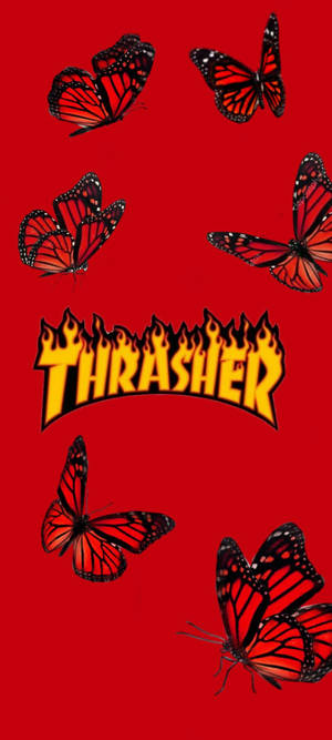 Thrasher Røde Sommerfugler bakgrunnsbilde — iPhone Xs Bakgrunner