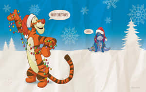 Tigger og julenissen i snøen — Disney jul Bakgrunner