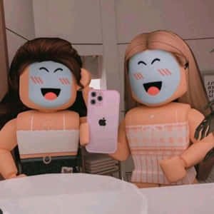 to dukker som tar en selfie i et speil — Estetisk Roblox Bakgrunner