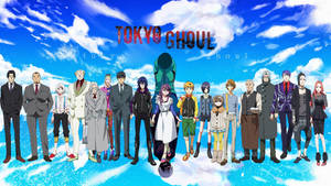Tokyo Ghoul-karakterer blå himmel-plakat bakgrunnsbilde — Tokyo ghoul GIF Bakgrunner