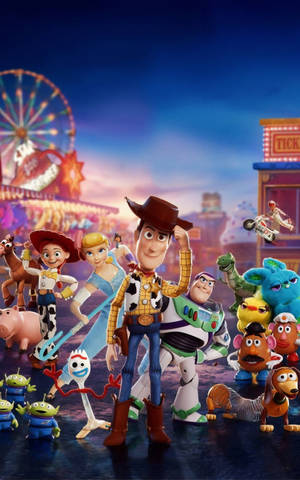 Toy Story fire hele gjengen bakgrunnsbilde — Galaxy Tab Bakgrunner