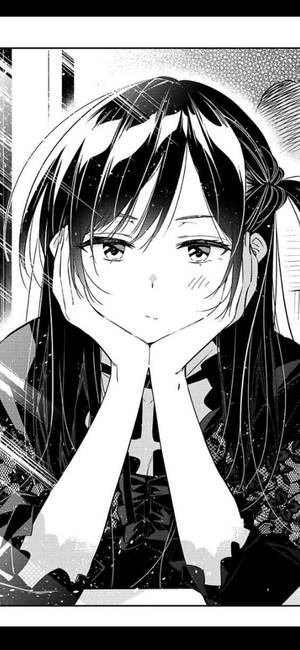 Trist animejente svart-hvitt mangastripe