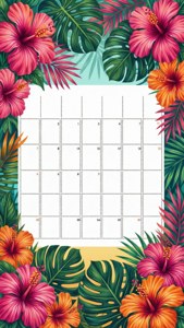 En eksotisk tropisk blomsterkalender med livlige farger. — iPhone 5 Bakgrunner