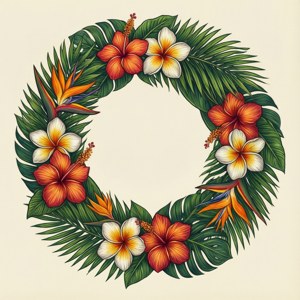 Elegant sirkulær tropisk blomsterkrans på krem. — Motorola Razr 2026 Bakgrunner