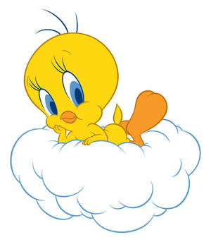 Tweety Posing På Hvit Sky bakgrunnsbilde — Galaxy Z Fold8 Ultra Bakgrunner