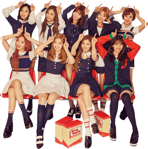 Twice Kpop-gruppe i skoleuniform-konsept