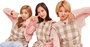 Twice-medlemmer som poserer uformelt