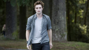 Twilight Saga Edward i skogen bakgrunnsbilde — Twilight Bakgrunner