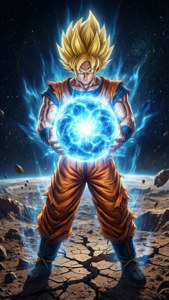 Goku skaper en åndsbombe i ultrainstinkt, enorm energi mot verdensrommet. — Ultra Instinct Goku Bakgrunner