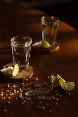 Utsøkte Tequila Shots Servert med Lime og Salt — Xiaomi Pad 8 Pro Bakgrunner