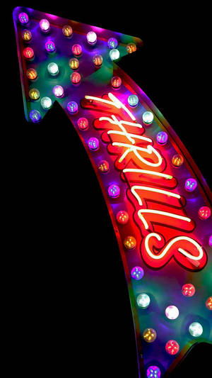Fargerik Thrills pil neonskilt iPhone XR-bakgrunn — iPhone Xr Bakgrunner