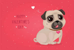 valentinsdagskort med en mops — Søt valentinsdag Bakgrunner