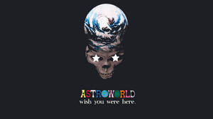 Kult estetisk Astroworld-bakgrunnsbilde med fantastisk kunst jord hodeskalle design. — iMac Bakgrunner