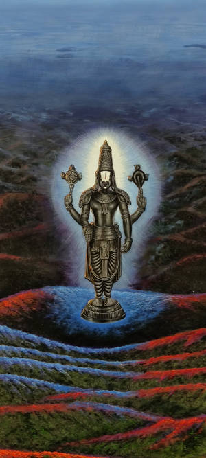 Venkateswara Swamy Svart Metallisk Gudinnefigur — OnePlus 11 Bakgrunner