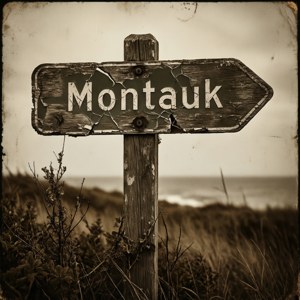 Værbit veiskilt til Montauk, sepia, vintage-følelse fra The Affair. — Pixel Watch 3 Bakgrunner