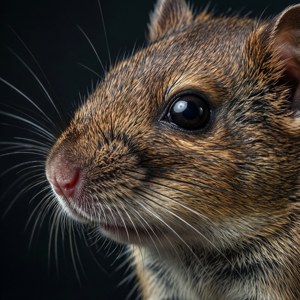 Et dramatisk nærbilde av ansiktet til en markmus med detaljerte værhår. — Pixel Watch 4 Bakgrunner