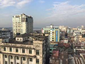 Yangon bygninger bakgrunnsbilde — Skumring Bakgrunner