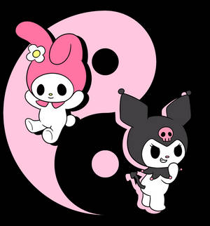 Yin yang Kuromi og Melody bakgrunnsbilde — Oppo Find N Bakgrunner
